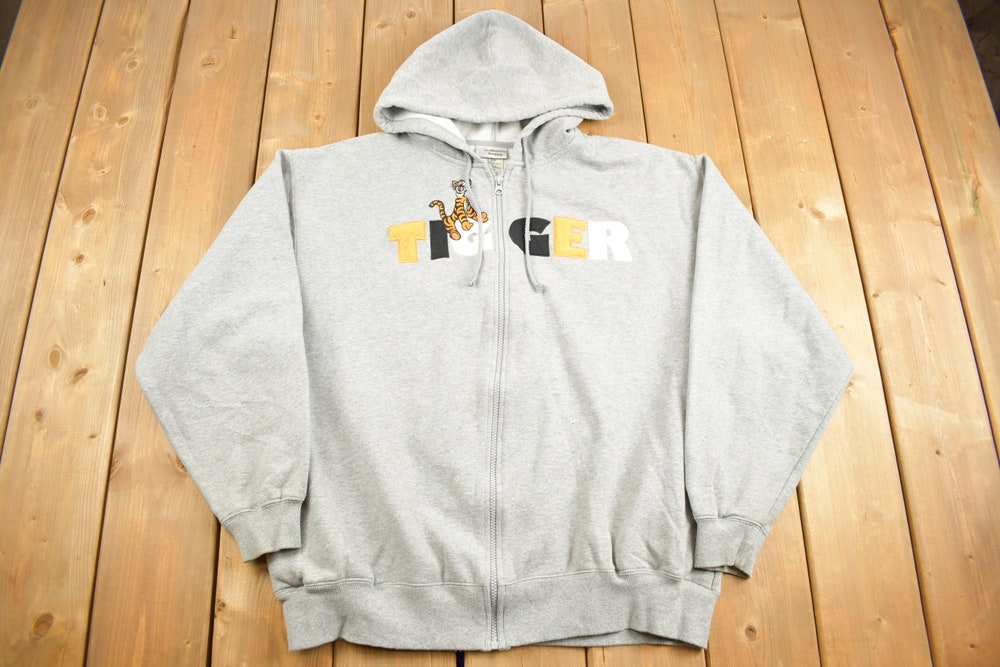 Vintage 1990S Tigger Disney Zip Up Hoodie / Vintage Sweatshirt / Vintage Disney / Tigger / Embroidered / Cute / Walt Disney World Resort New Hoodie