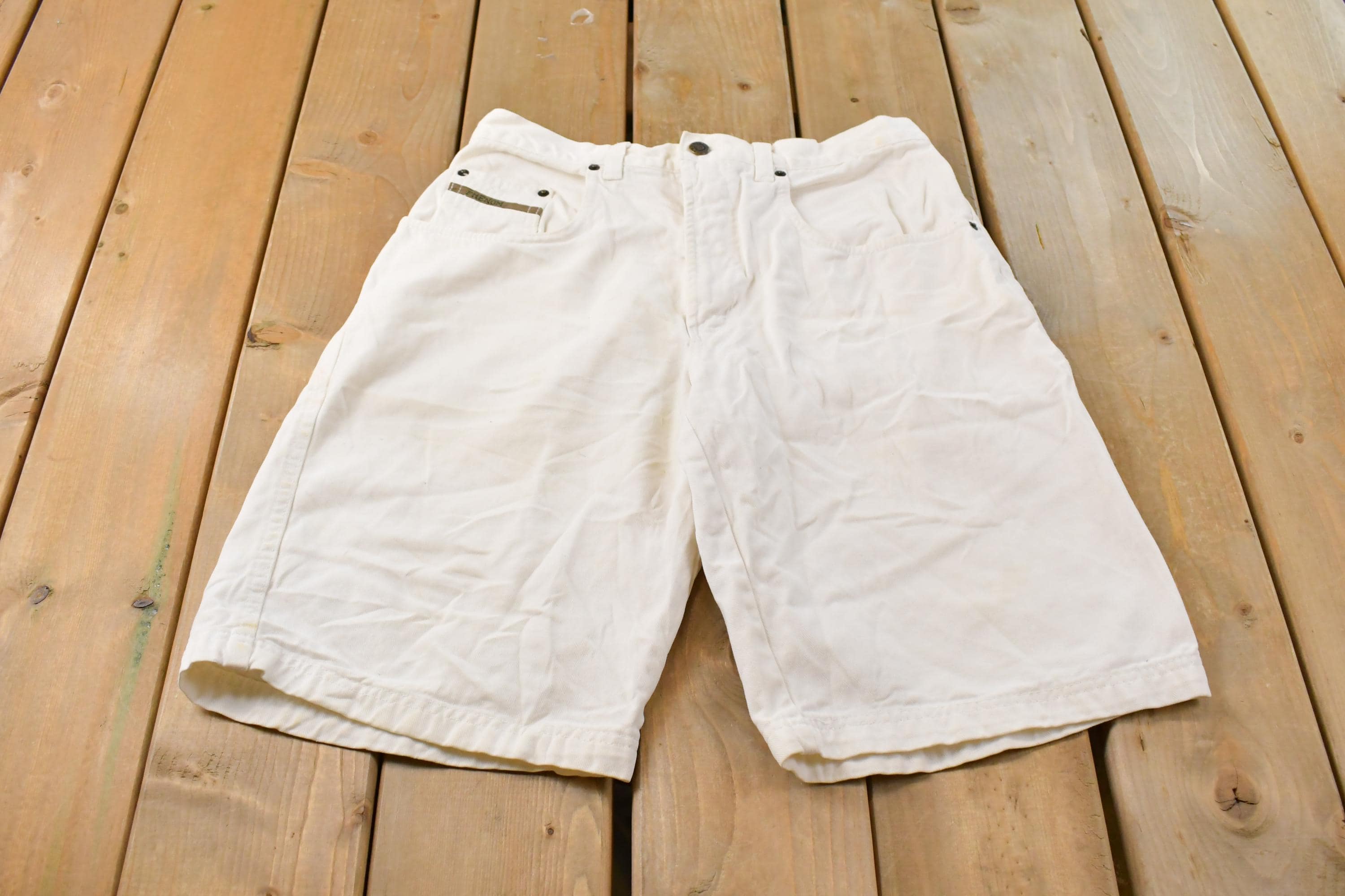 Vintage 1990s Phenom White Denim Jean Shorts Men's 30 / Relaxed Fit / 90s Shorts / White Jhorts / Jorts