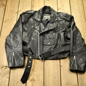 Vintage 1990s First Genuine Leather Biker Jacket / Fall Outerwear