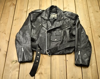 Vintage 1990s First Genuine Leather Biker Jacket / Fall Outerwear / Leather Coat / Winter Outerwear / Streetwear Fashion / Motorcycle Jacket