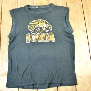 Vintage 1980s Iowa State University Hawkeyes Collegiate Tank Top Mens Large / Made IN USA / NCAA Tee / Vintage Americana College Tank Top