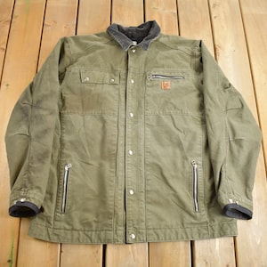 Vintage Y2K Carhartt Work Jacket / Snap Button / Workwear / Streetwear / Blanket Lined Jacket / Distressed Carhartt