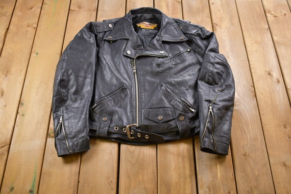 Vintage 1990s Harley Davidson Leather Biker Jacket / Fall Vintage 1990s Harley Davidson Leather Biker Jacket / Fall