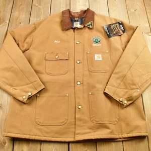 90s usa製　Carhartt chore coat duck jaket Vintage Carhartt Brown Duck Blanket Lined Coat Chore Jacket Size