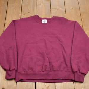 Vintage 1990s Jerzees Blank Burgundy Crewneck Sweatshirt / 90s Crewneck / Vintage Basics / Athleisure / Streetwear / Vintage Essentials