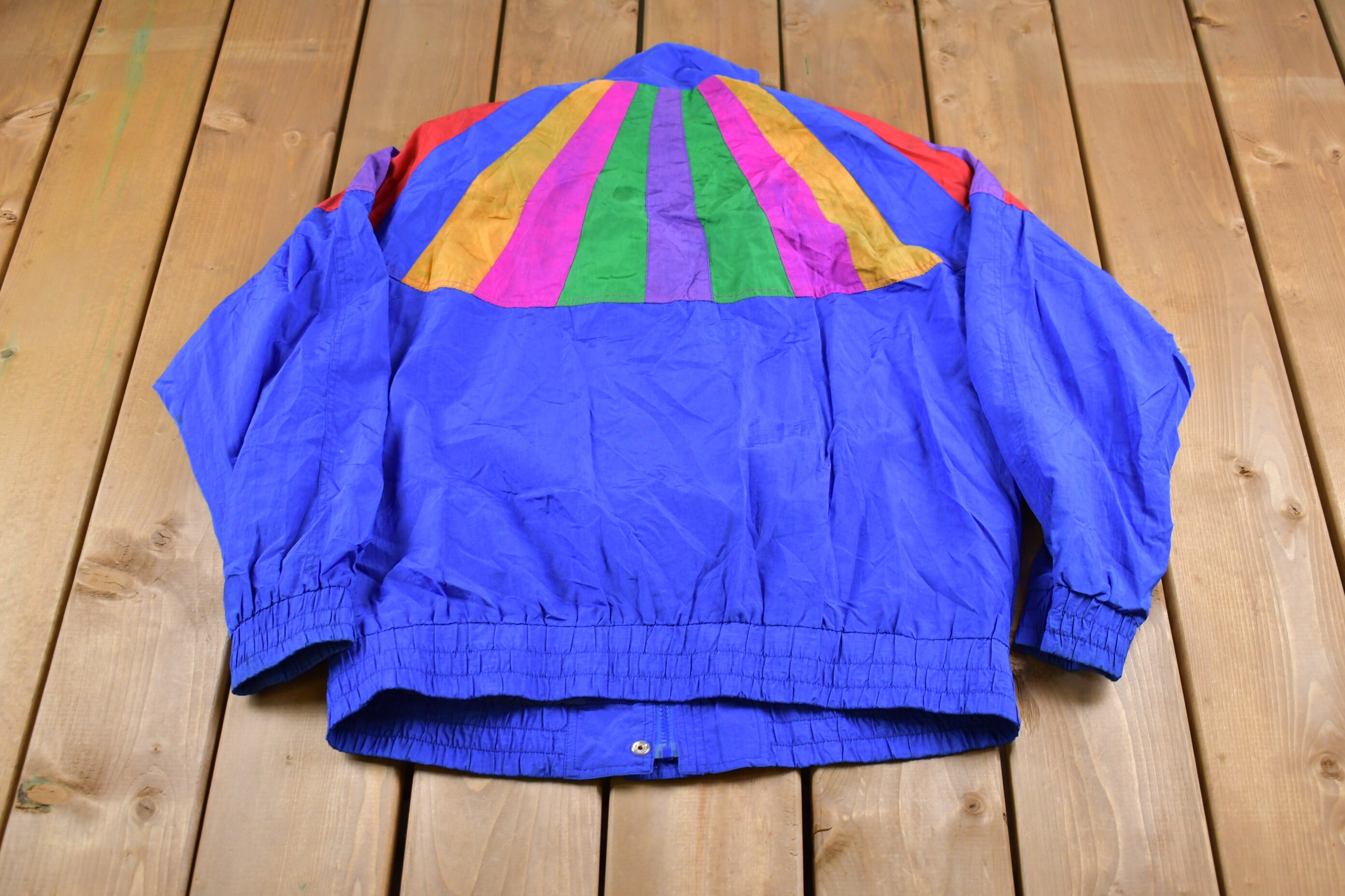 Vintage 1980s Andy Johns Abstract Design Windbreaker Jacket / Team