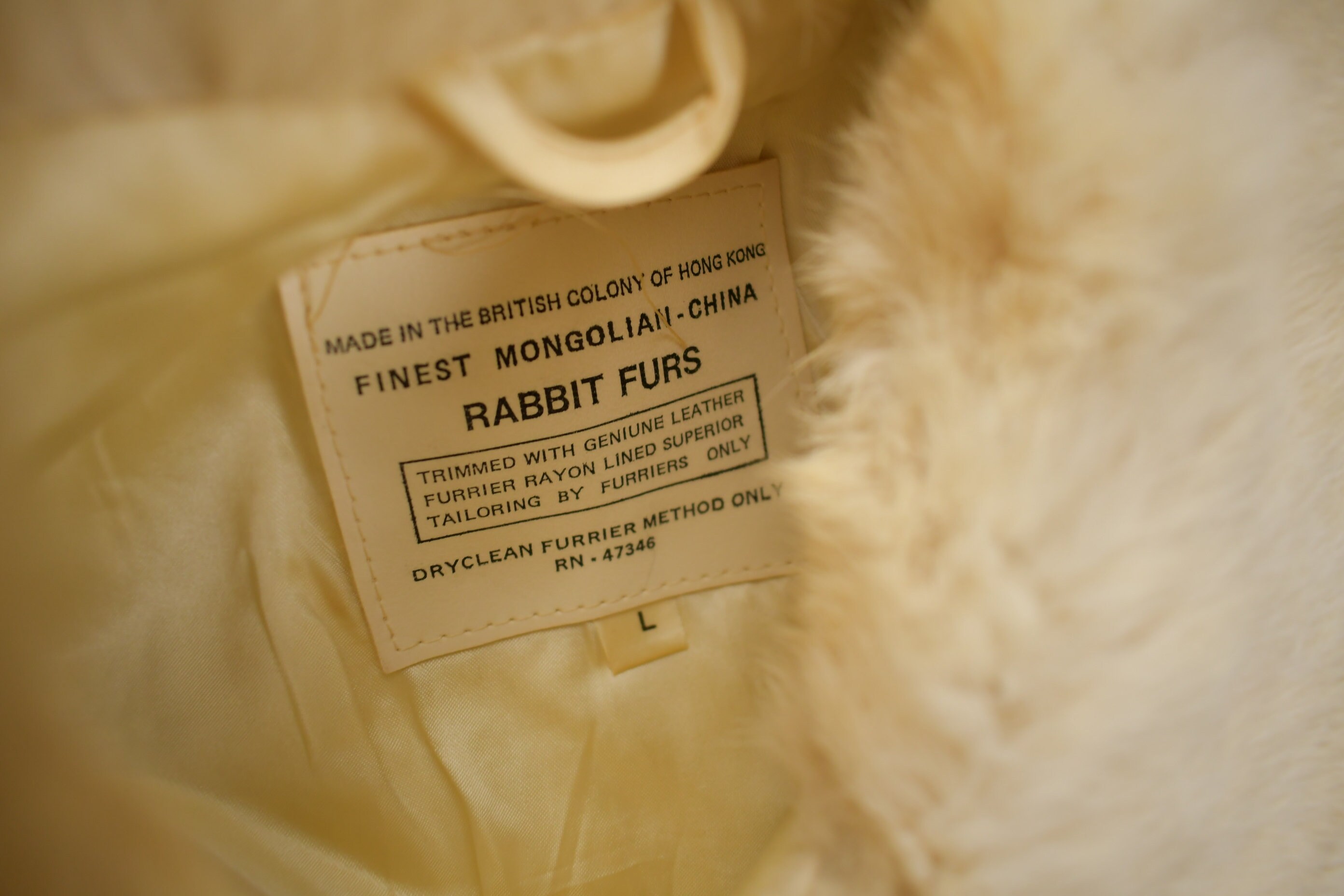 Vintage 1980s Mongolian China Rabbit Fur Coat / Vintage Fur