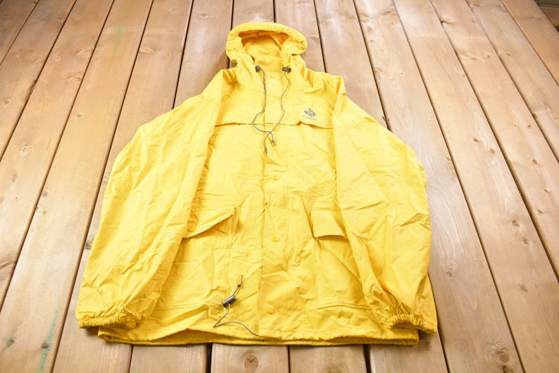 Vintage 1990s Columbia Yellow Raincoat / Sportswear Jacket / Windbreaker Style / 1990s / Spring Outerwear / Outdoor Wear image 1
