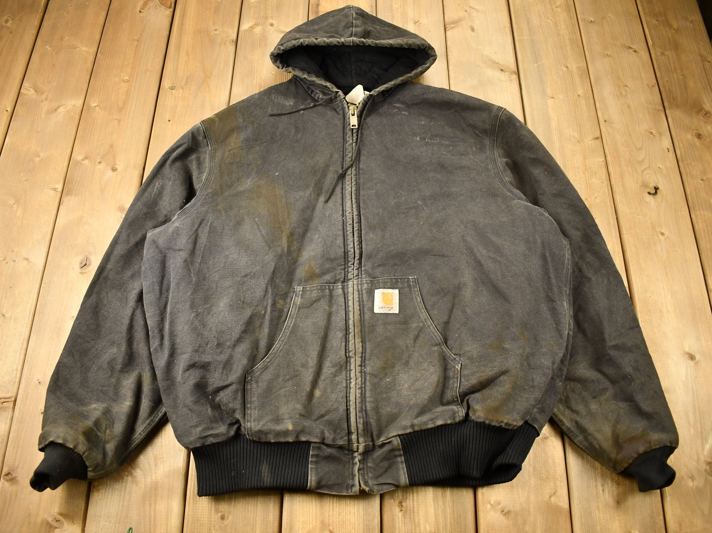 Vintage 1980s Distressed Carhartt Hooded Work Jacket Vintage 1980s Distressed Carhartt Hooded Work Jacket