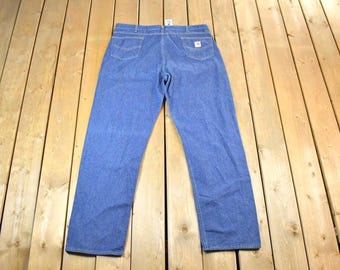 Vintage Y2K Carhartt Flame Resistant Work Denim Jeans Size 42 x 36 / 90s Carpenter Pants / Made In USA / Distressed Carhartt
