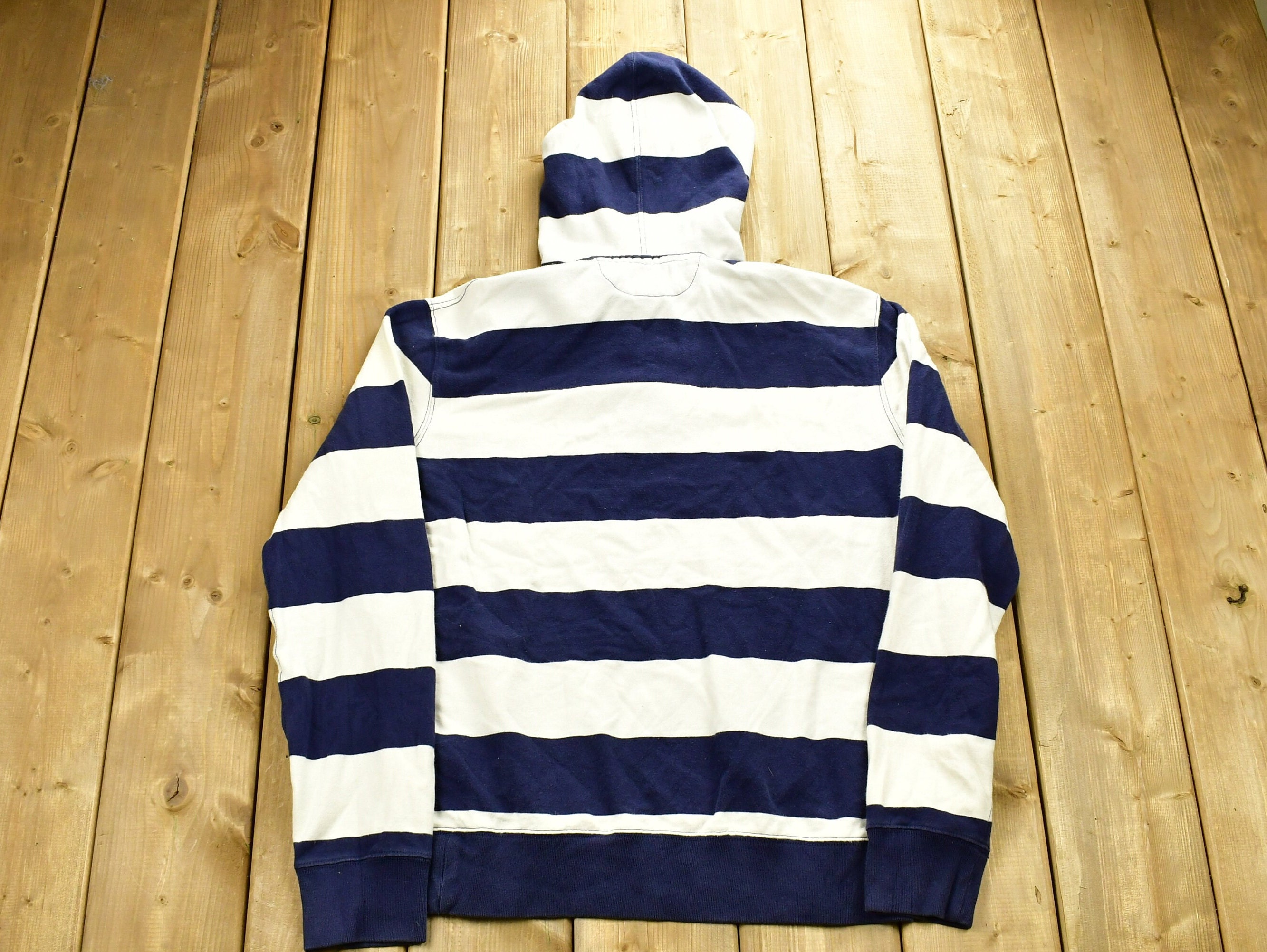 トップス 90s polo ralph lauren striped hoodie Polo Ralph Lauren Men's Blue Multi Stripe Awning Stripe Pullover
