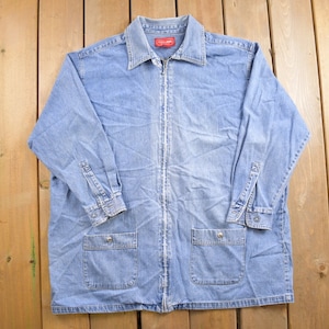 Vintage 1990s Venezia Jeans Denim Jean Shacket / Zip Up / Vintage Denim / Streetwear / Vintage Fall Outerwear / Fall Jacket / 90s denim