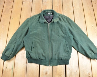 Vintage 1980s Evergreen Melton Bomber Jacket / Wool Jacket Vintage 1980s Evergreen Melton Bomber Jacket / Wool Jacket