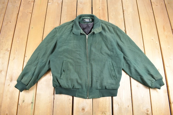 Vintage 1980s Evergreen Melton Bomber Jacket / Wool Jacket / Vintage 80s  Jacket / Outdoor / Winter / Wool Bomber / Original