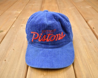 Vintage 1990s Detroit Pistons Sports Specialties Single Line Script The Cord Hat / OSFA / Corduroy Hat / Vintage Hat / Embroidered