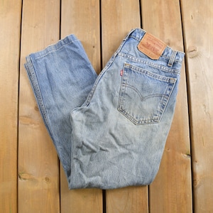 Vintage 1990s Levi&#39;s 505 Red Tab Jeans Size 33 x 28 / Blue / Light Wash / Vintage Denim  / Made In USA / 90s Levi&#39;s / Straight