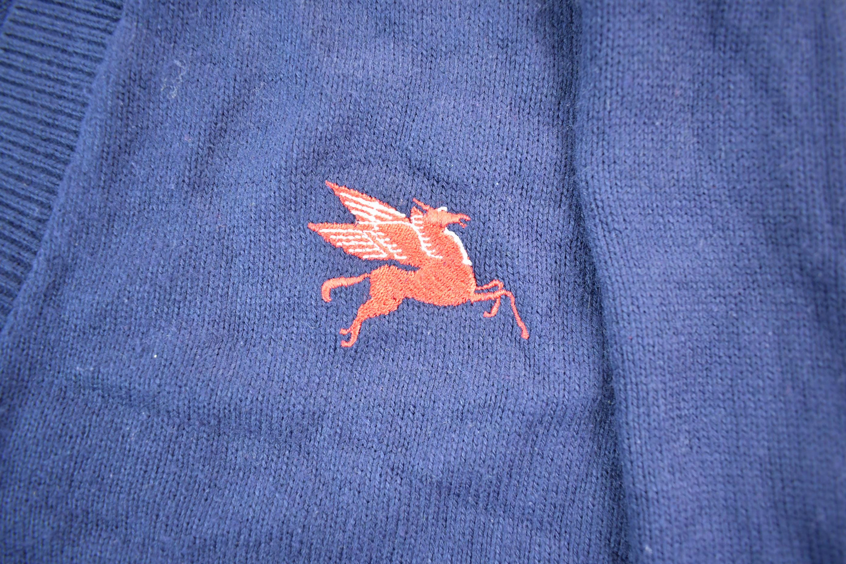 Vintage 1990s Pegasus V-neck Knit Sweater ⁄ 90s V-neck ⁄ Made in