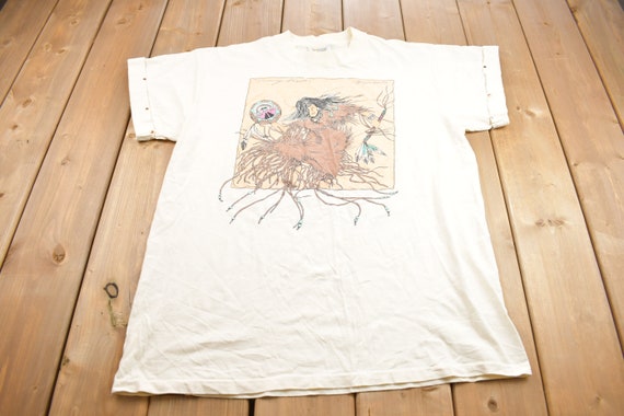 T-shirt Vintage Native American Graphique Années 90 - Taille XL - Coton - État Quasi Parfait