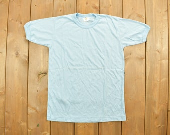 Vintage 1980s Blue Blank T Shirt / Vintage T Shirt / Streetwear / Blank Tee / 24K Fashions / Single Stitch / Essential