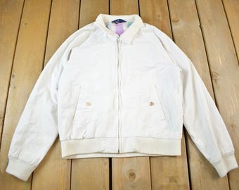 Vintage 1990s Woolrich White Plaid Lined Light Jacket / 1990s Woolrich / Made In USA / Outdoorsman