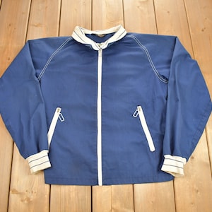 Vintage 1970s Puritan Blank Blue Work Jacket Size 42 / Vintage Work Wear / True Vintage / Made In USA / Work Jacket / Raglan Sleeve