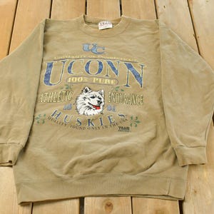 Vintage 1990s UConn Huskies Crewneck Sweatshirt Men's Large / Collegiate Sweater / 90s College Sweater / University of Connecticut