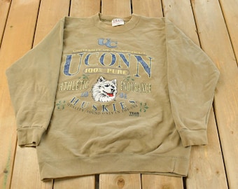 Vintage 1990s UConn Huskies Crewneck Sweatshirt Men's Large / Collegiate Sweater / 90s College Sweater / University of Connecticut