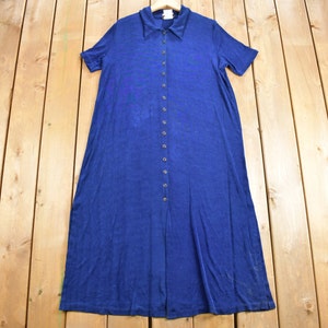 Vintage 1980s Kim & Co Button Down Shirt Dress / 80s Vintage Dress / Streetwear / Women&#39;s Fashion / Made in Canada / Maxi