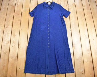 Vintage 1980s Kim & Co Button Down Shirt Dress / 80s Vintage Dress / Streetwear / Women's Fashion / Made in Canada / Maxi