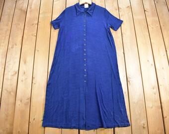 Vintage 1980s Kim & Co Button Down Shirt Dress / 80s Vintage Dress / Streetwear / Women's Fashion / Made in Canada / Maxi