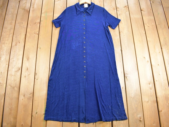 Vintage 1980s Kim & Co Button Down Shirt Dress / … - image 1