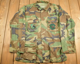 Vtg 50s US Air Force Korean War Era Patched Sateen Cotton 13