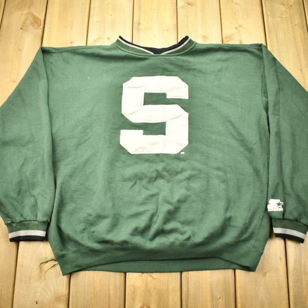 Vintage 1990s Michigan State University Spartans Collegiate Starter Crewneck / Embroidered / NCAA Sweatshirt / Sportswear / Americana