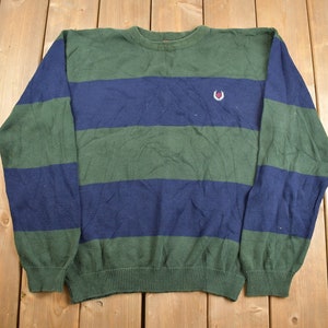 Vintage 1990s Chaps Ralph Lauren Knitted Crewneck Sweater / Vintage 90s Crewneck / Vintage Ralph / Made in USA / Sweatshirt / Stripe Sweater