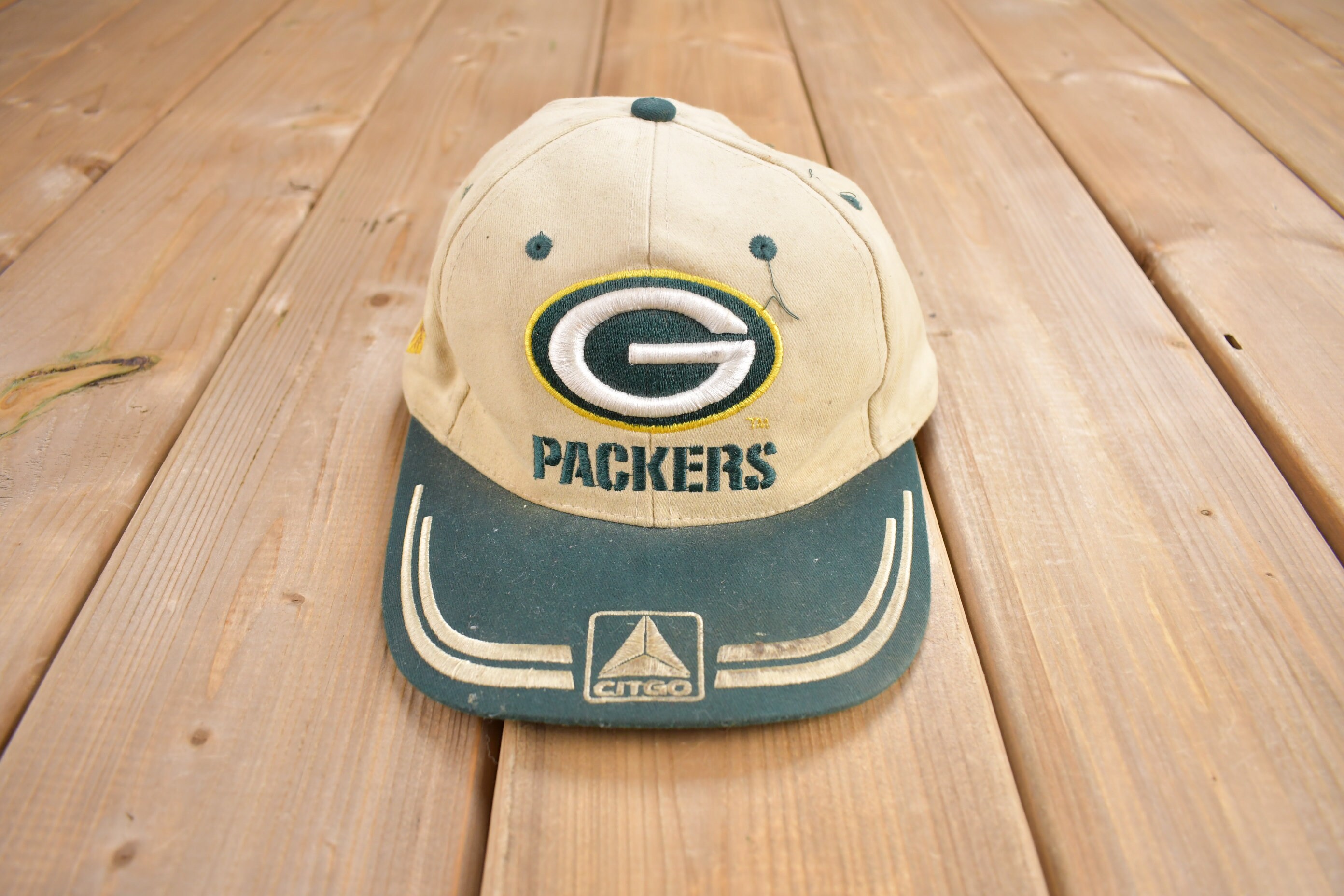 Vintage 1990s Green Bay Packers NFL Strap Back Hat / OSFA / Cheese Head / Vintage Hat / Embroidered