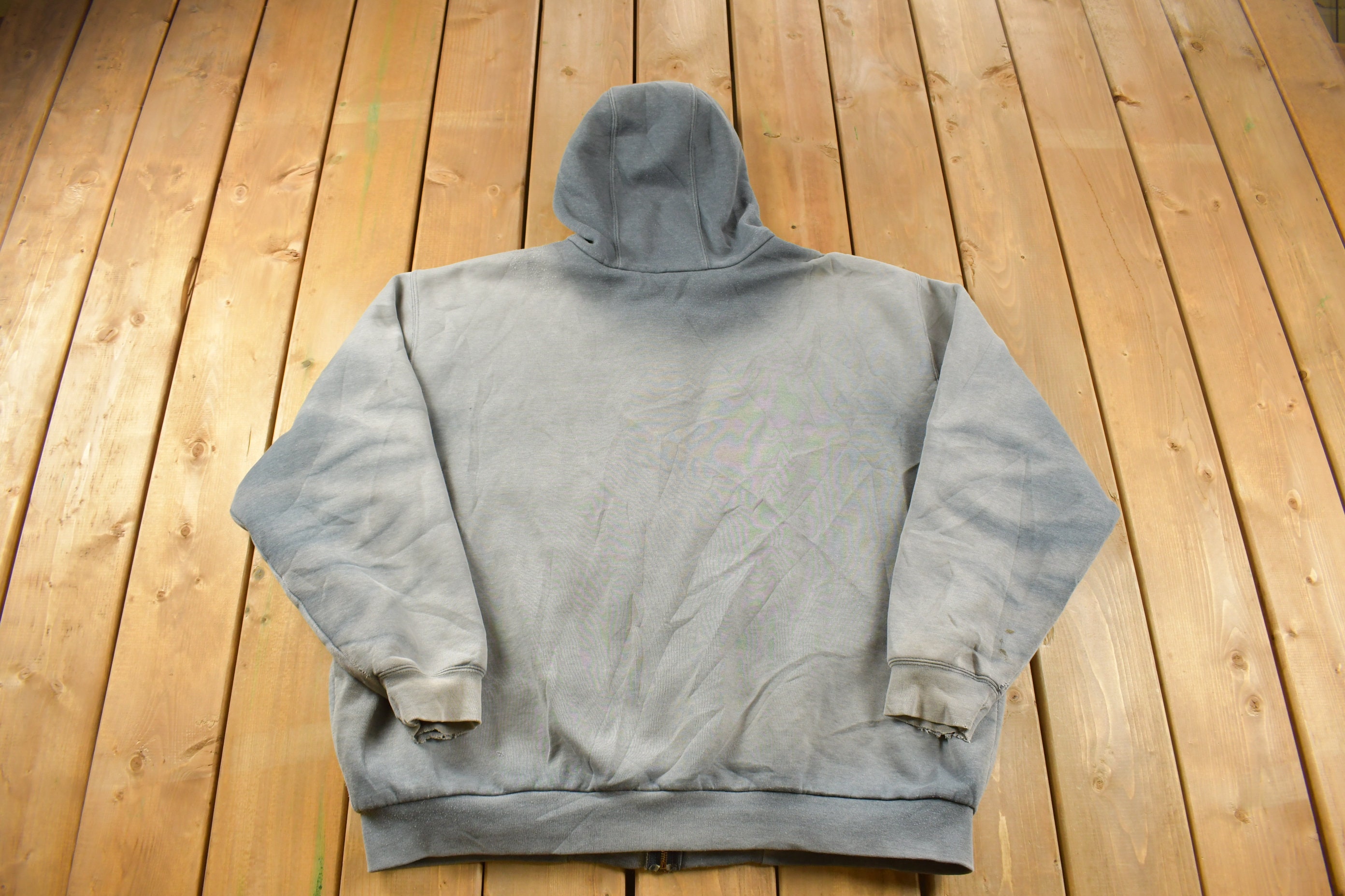 Vintage 1990s Distressed Carhartt Heavy Weight Sun Faded Blue Zip