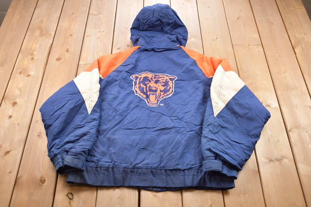 Vintage 90s Starter Chicago Bears Pullover Hoody 1/2 Zip Jacket Large NFL