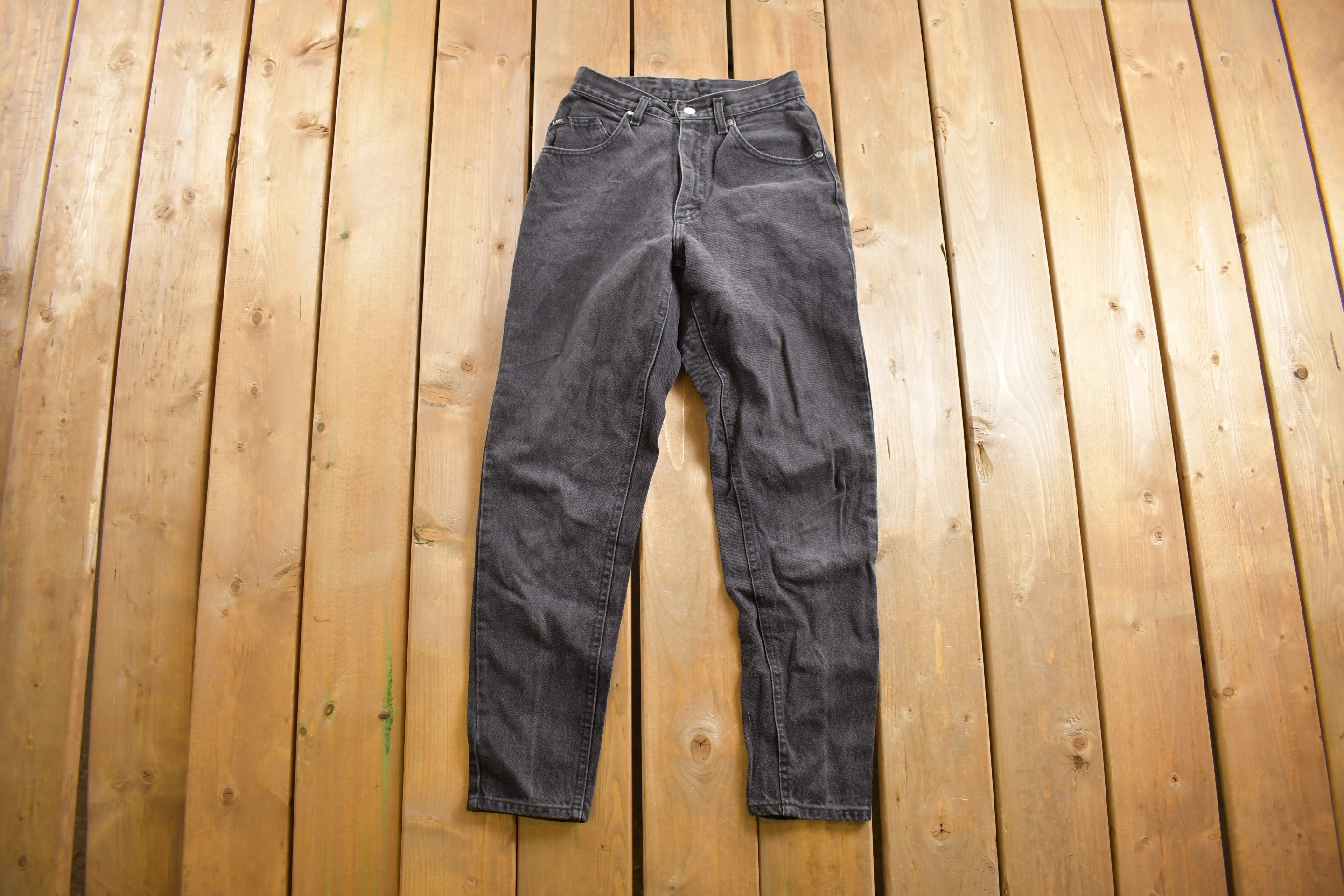 Vintage 1980s LEE Black Jeans Size 25 X 28 / Streetwear Fashion