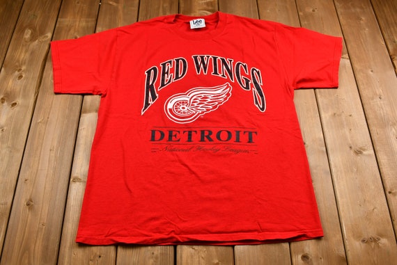 ShopCrystalRags Detroit Red Wings, NHL One of A Kind Vintage Tee Shirt with All Over Crystal Design.