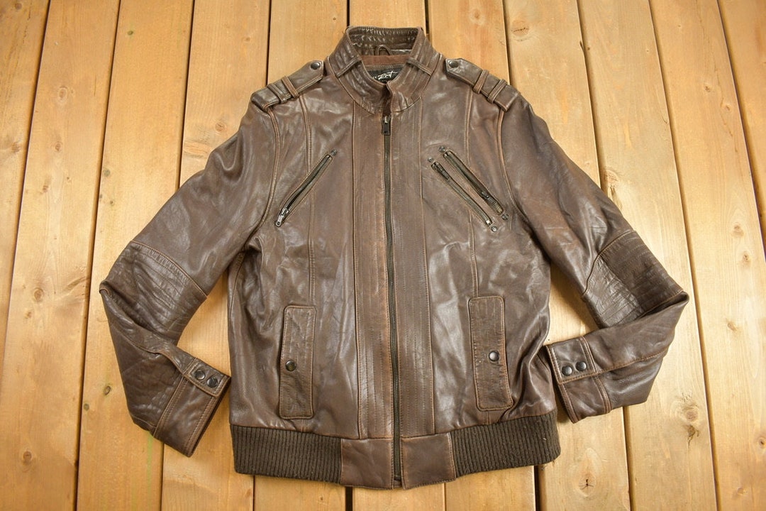 【BELVET】 Leather Jacket brown Mサイズ NN07 zip-front welt-pocket Leather Jacket | Brown | FARFETCH