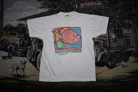 Vintage T-Shirt / Fishing / Abstract Art Graphic /