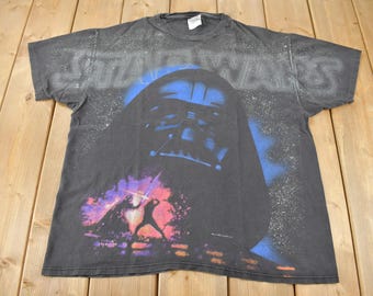 Vintage 1996 Star Wars Darth Vader T-shirt met all-over print, maat XL Gemaakt in de VS