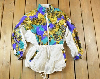 Vintage 1990er Jahre REPORT Buffer Ski Jacke / Ski Jacke mit abstraktem Muster