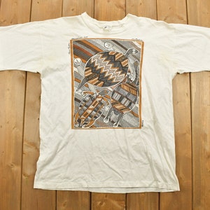 Vintage 1990s Australian Indigenous Turtle Artwork T-Shirt / Dot Art / Native / Single Stitch / Made In Australia / 90s Graphic Tee