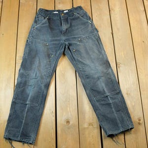 Vintage 1990s Carhartt Double Knee Denim Work Jeans Size 30 x 30 / 90s Carpenter Pants / Made In USA / Distressed Carhartt / Vintage Work