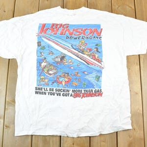 Vintage 1990s Big Johnson Powerboats Cartoon Shark Souvenir T