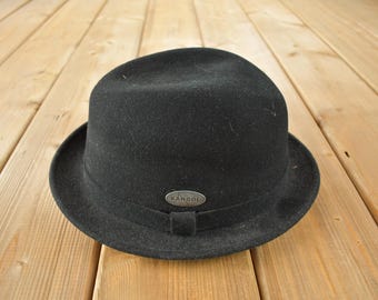 Vintage 1990s Kangol Fedora Cap Size XL Made In USA / 90s Hat / Vintage Kangol Cap