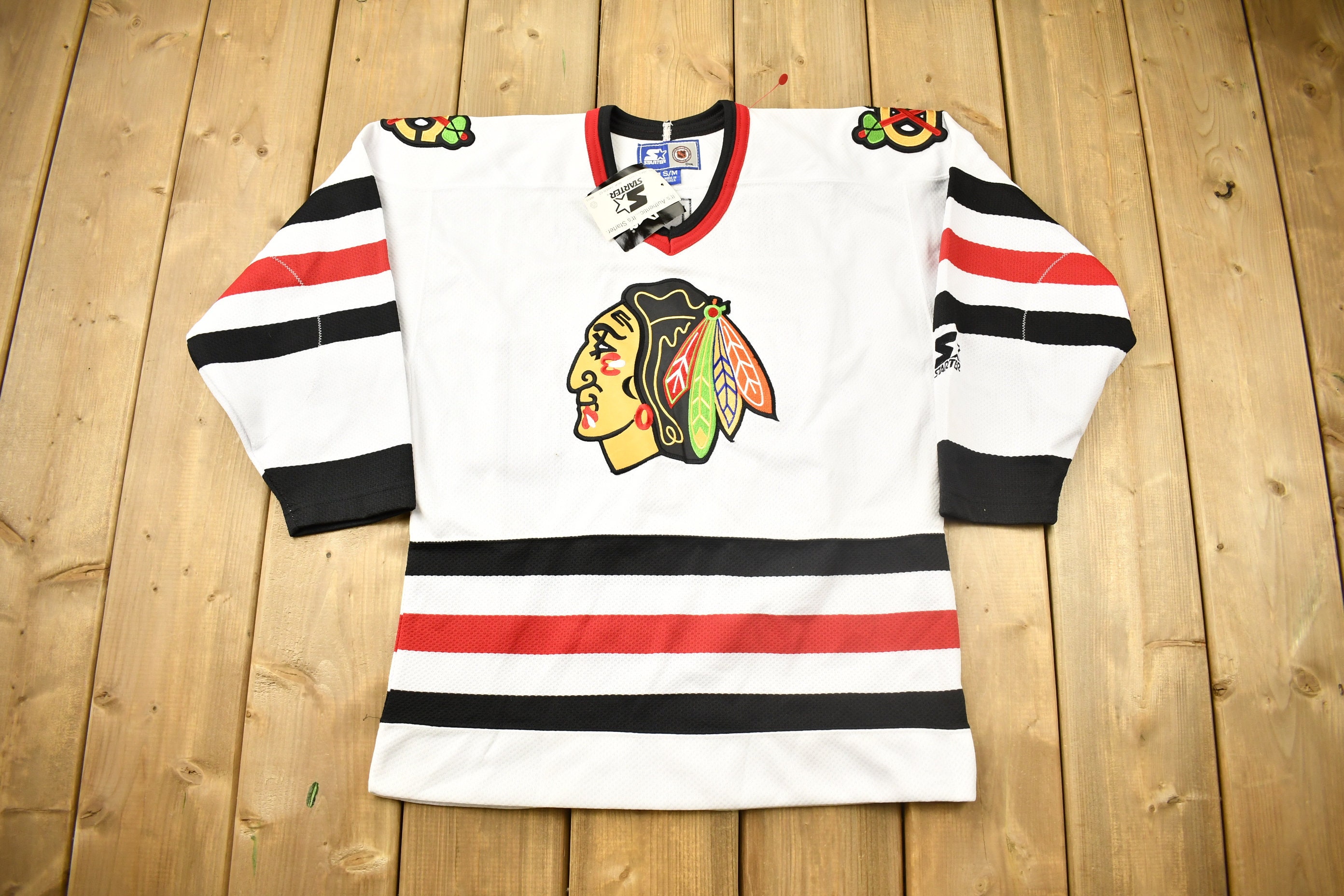 Vintage Chicago Blackhawks Starter Hockey Jersey Size Large 90s NHL