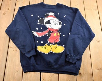 Vintage 1990s Mickey Unlimited Winter Mickey Mouse Graphic Disney Crewneck Sweatshirt / Made In USA / 90s Crewneck / American Vintage