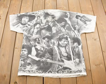 Vintage 1996 Jimi Hendrix All Over Print Band T-shirt / Band Tee